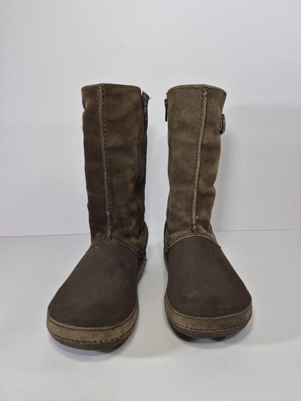 CROCS Junior Women's Brown Suede Mid-Calf Buckle Boots